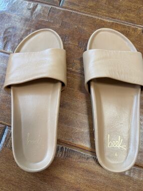 beek Neutral Tan Slide Sandals for Women